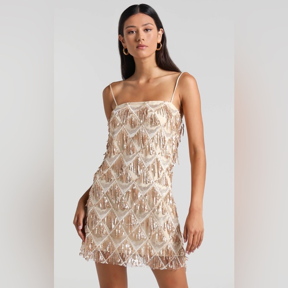 Showpo. | Dresses | Showpo Shook Mini Dress In Champagne | Poshmark